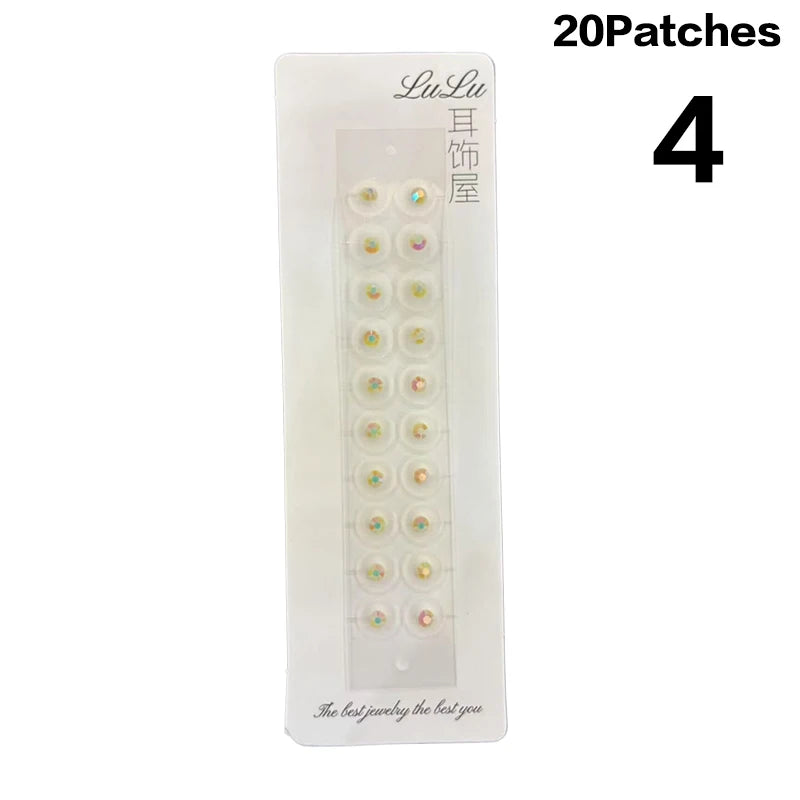 20 Patches Ear Acupuncture Stickers Bowknot Colorful Flower Rhinestones Ear Point Stickers Ear Pressure Stick Zpaxo A4