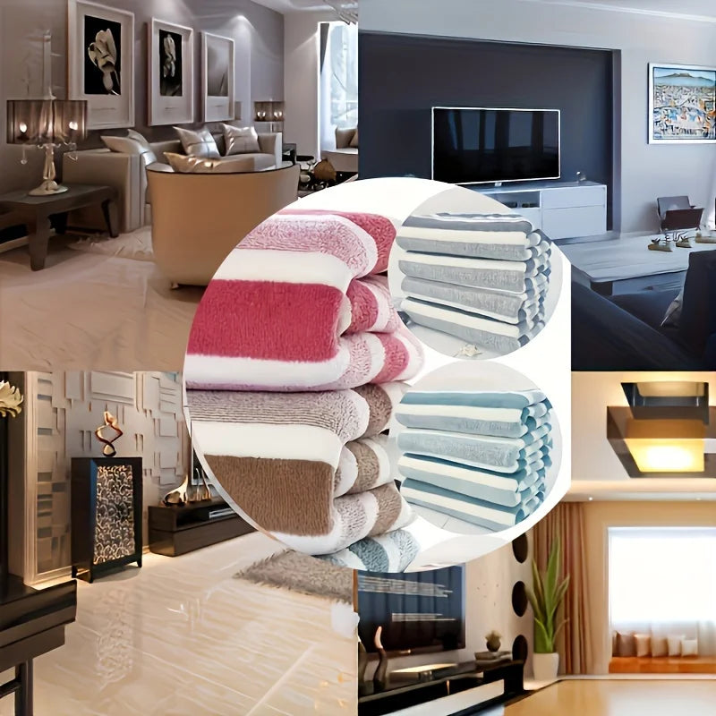 4pcs Thickened Coral Fleece Bath Towel - Soft Absorbent Wide Stripe, Colors Unisex Home Use Zpaxo