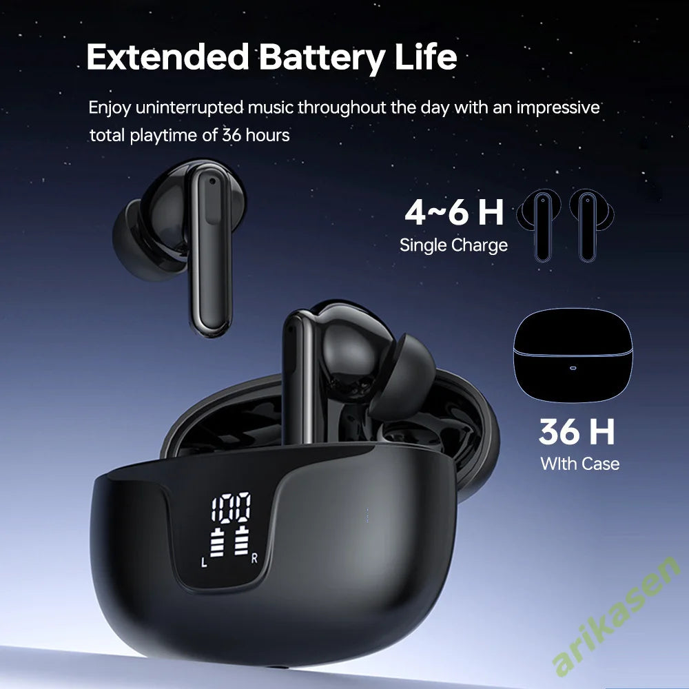 ANC Earphones Bluetooth 5 3 Hybrid 43dB Noise Cancellation Wireless
