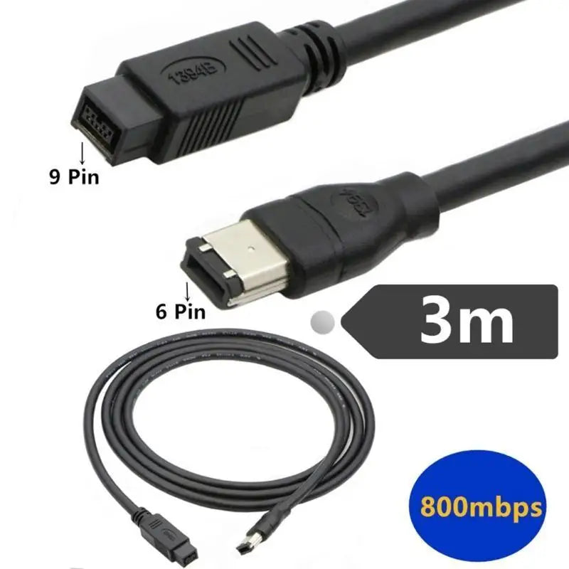 652F IEEE 1394 Firewire Cable 6Pin 400 9Pin 800 Adapter Printer Zpaxo