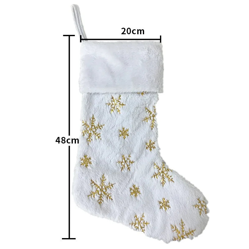 Christmas Stocking Decoration Gold Silver Sequins Long Plush Bag