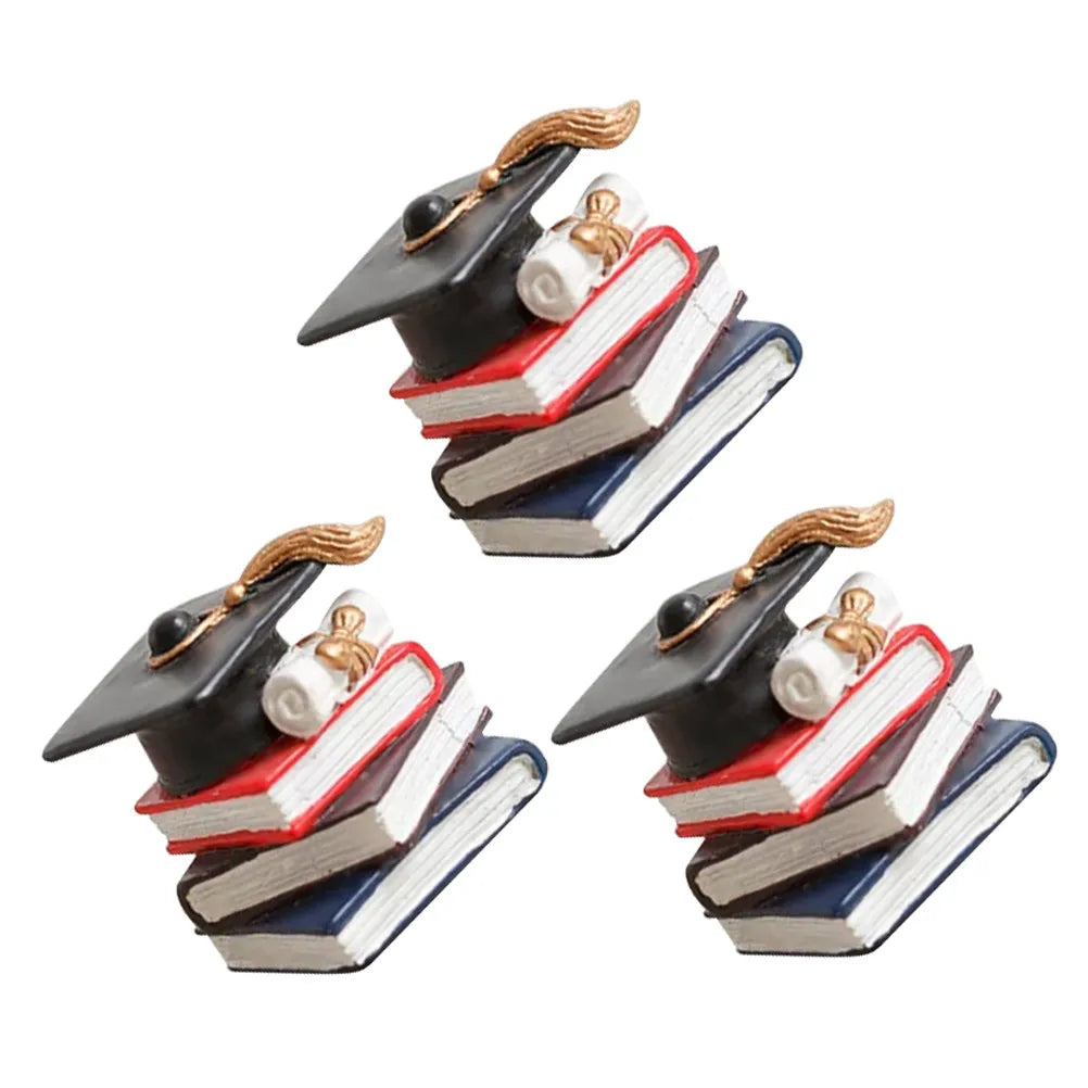 Graduation Cake Toppers Doctoral Cap Stacked Books Academic Theme