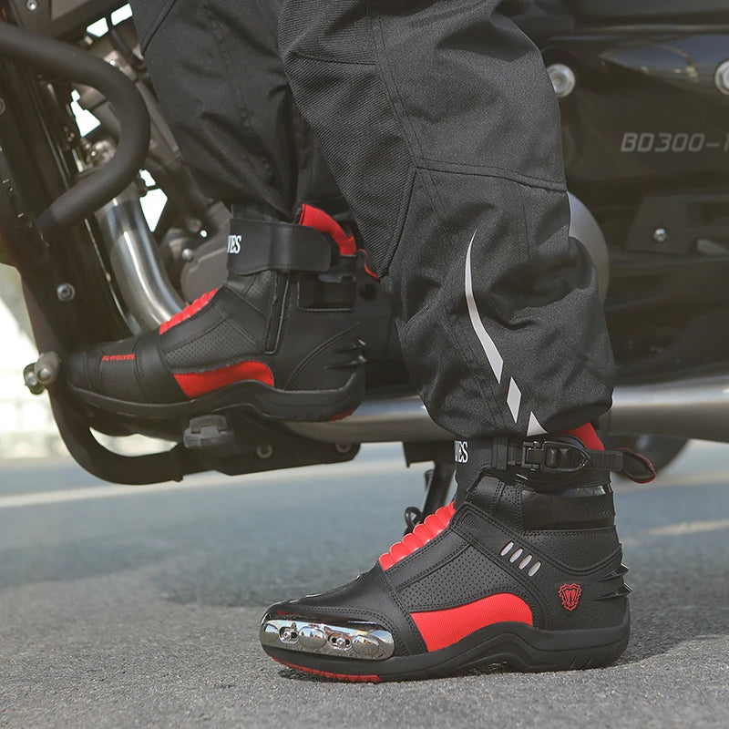 Lexsan Motorcycle Boots Men Leather Motos Breathable Anti Slip