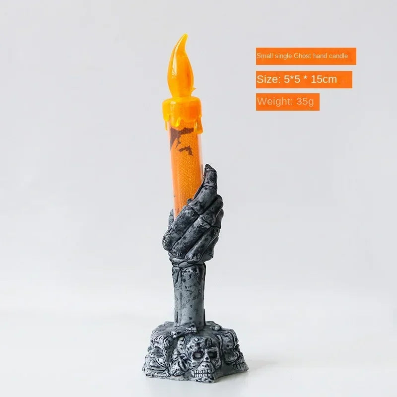 Spooky Halloween Ghost LED Candle Skull Handheld Light Eerie Purple Zpaxo Small-Orange 5PCS