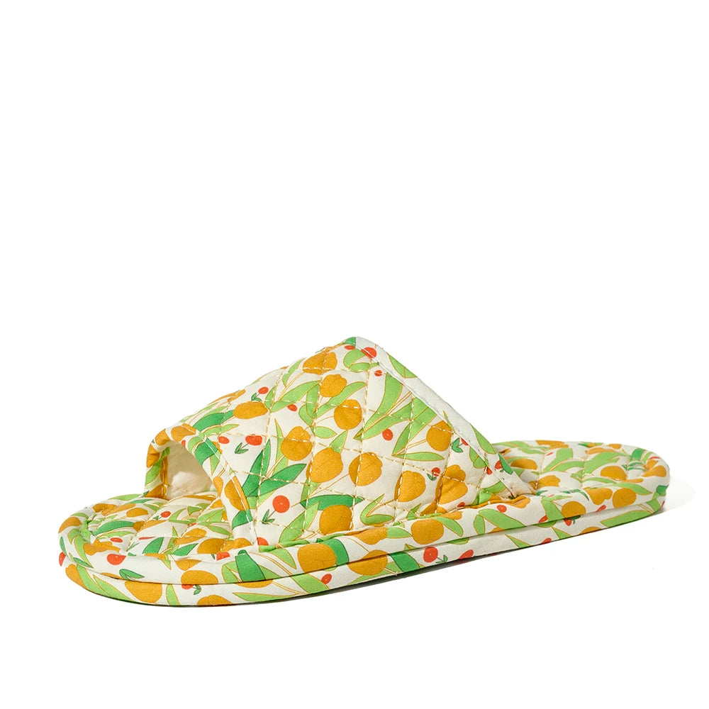 Summer Women Home Slippers Soft Cotton Floral Floor Shoes Antislip Zpaxo Yellow 39