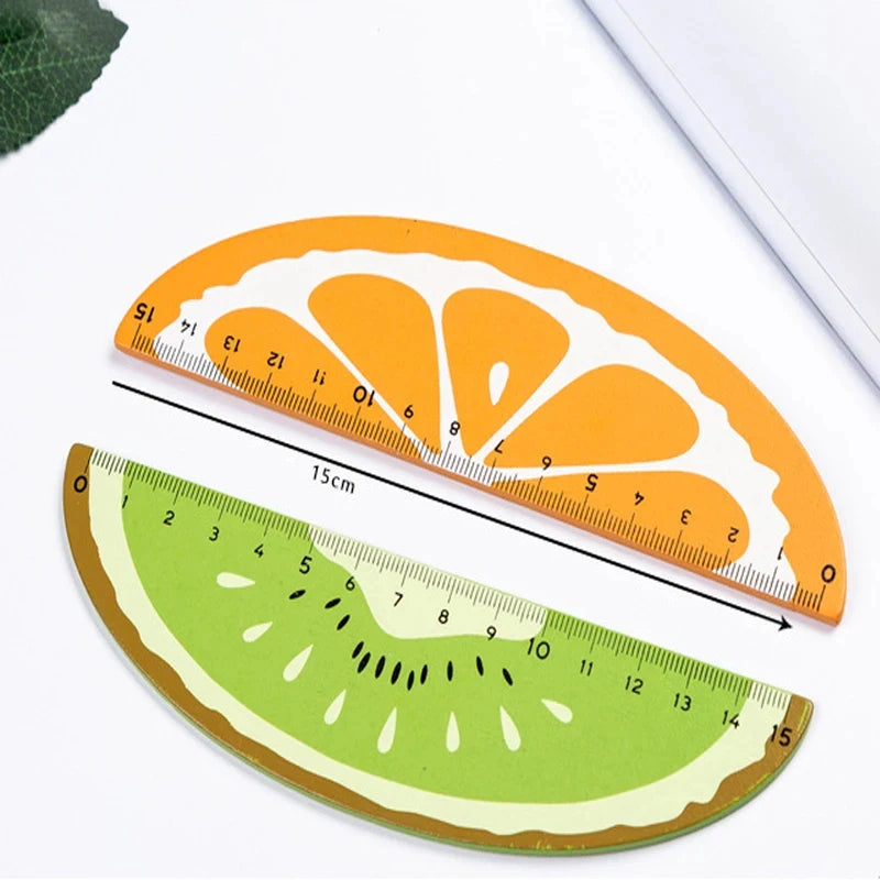 1 Cartoon Fruit Orange Lemon Kiwi Wooden Ruler Drawing Tool
