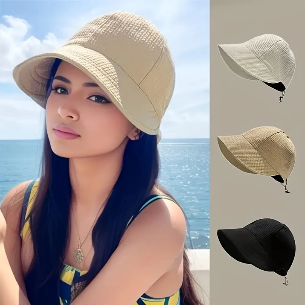 Women's Drawstring Waffle Pattern Baseball Cap Fashionable Sun