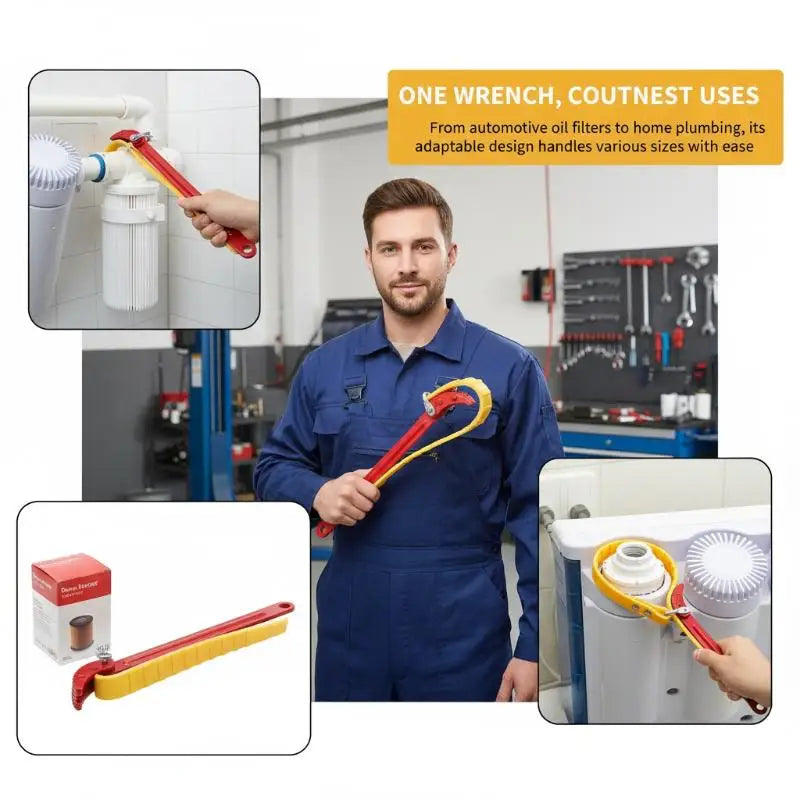 Adjustable Belt Wrench Oil Filter Puller – Rubber Strap Spanner