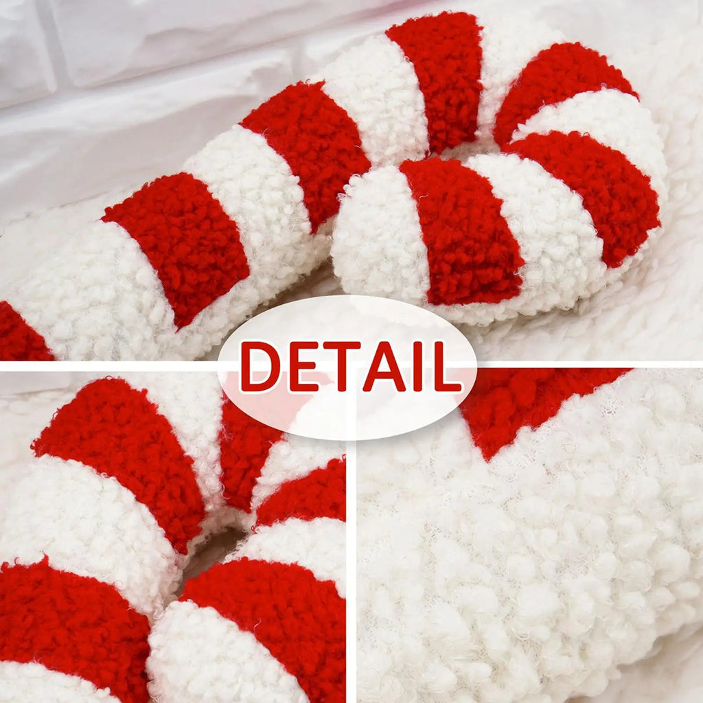 Candy Cane Pillow Christmas Holiday Plush Soft Decorative Cushion