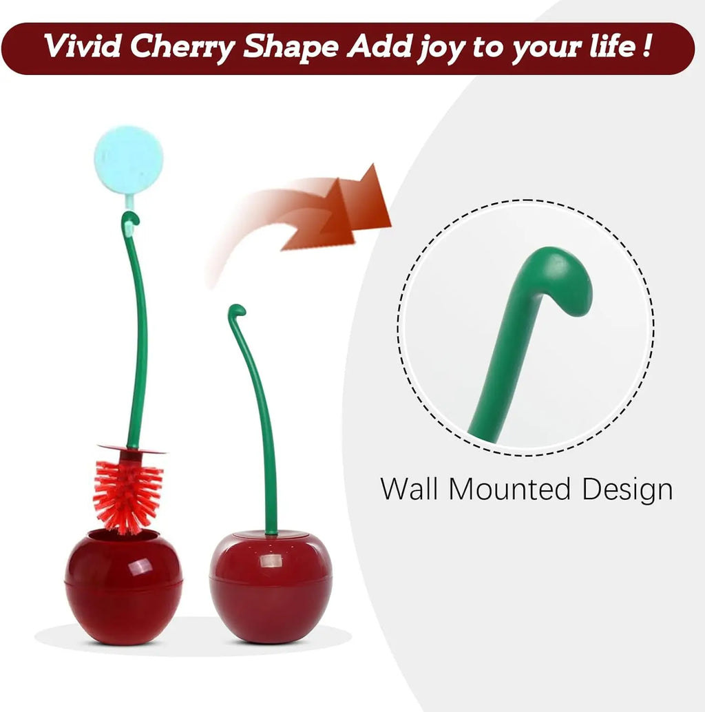 Cherry-Shaped Toilet Brush Set with Holder – 3 Colors