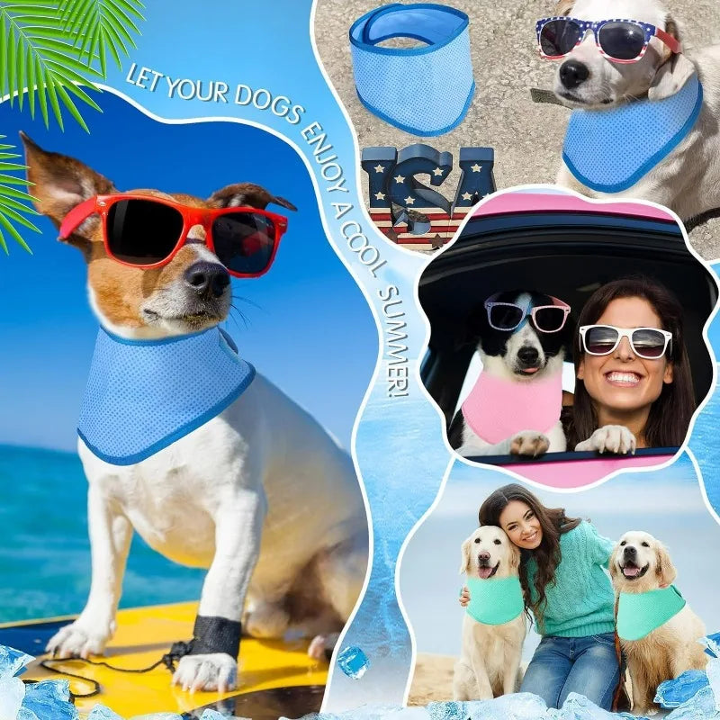 Pet Cooling Collar Summer Ice Scarf Dog Cat Cold Gel Neck Wrap