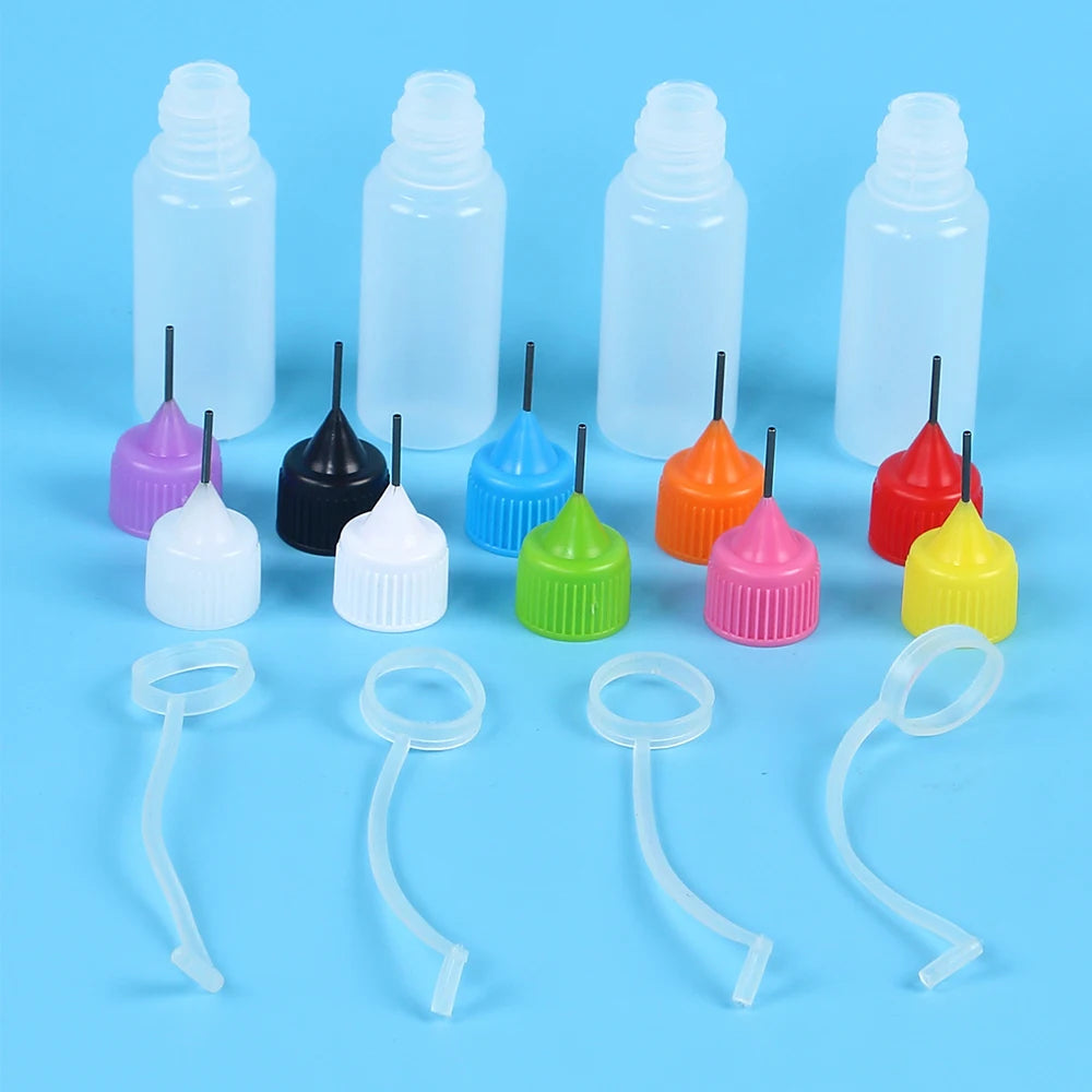 Precision Tip Applicator Bottle 10ml 4 Needle Tip Squeeze Bottles and 10 Tips for Acrylic Painting DIY Quilling Paper Craft Zpaxo J230909