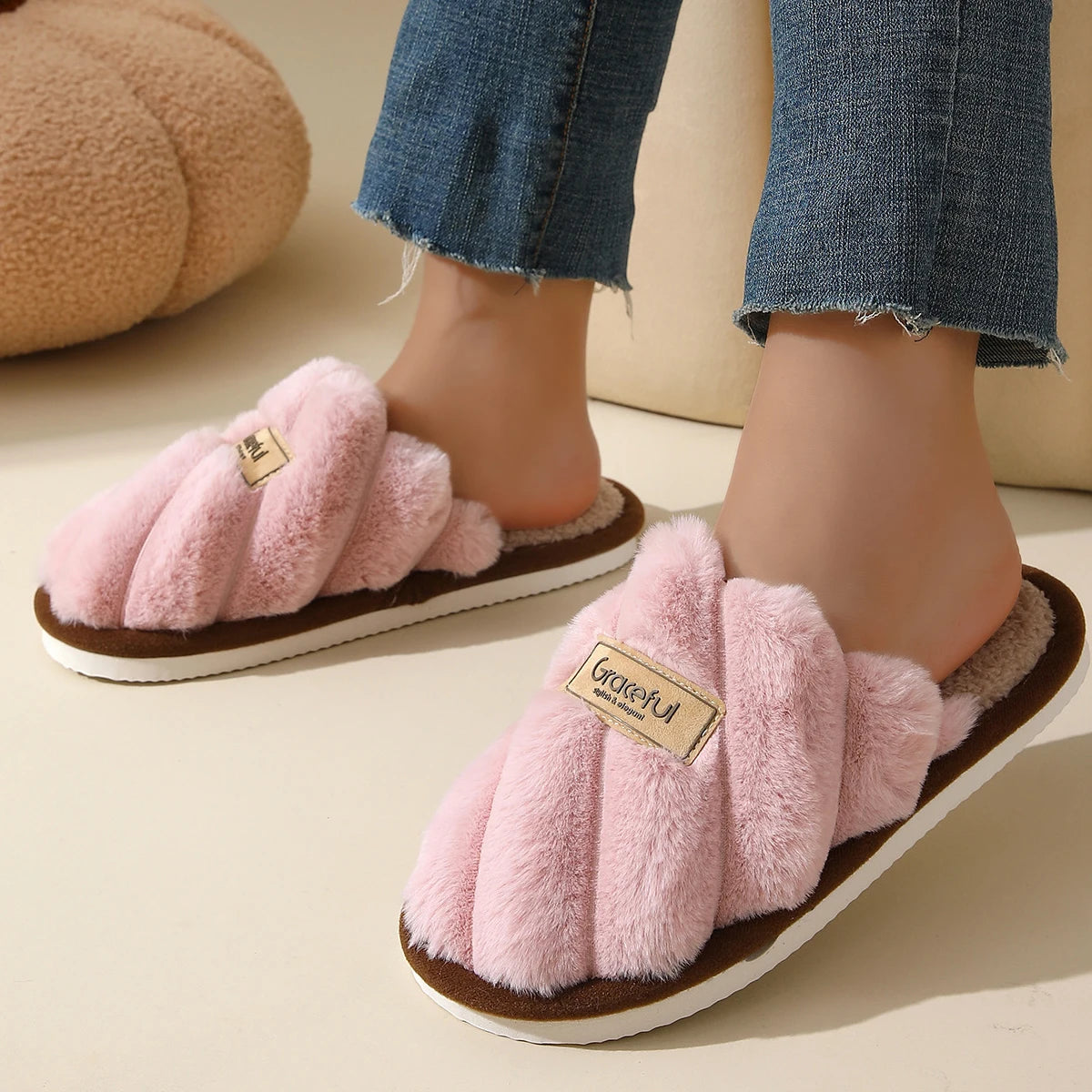 Solid Flat Heel Slippers Women Indoor Bedroom Lightweight Comfort