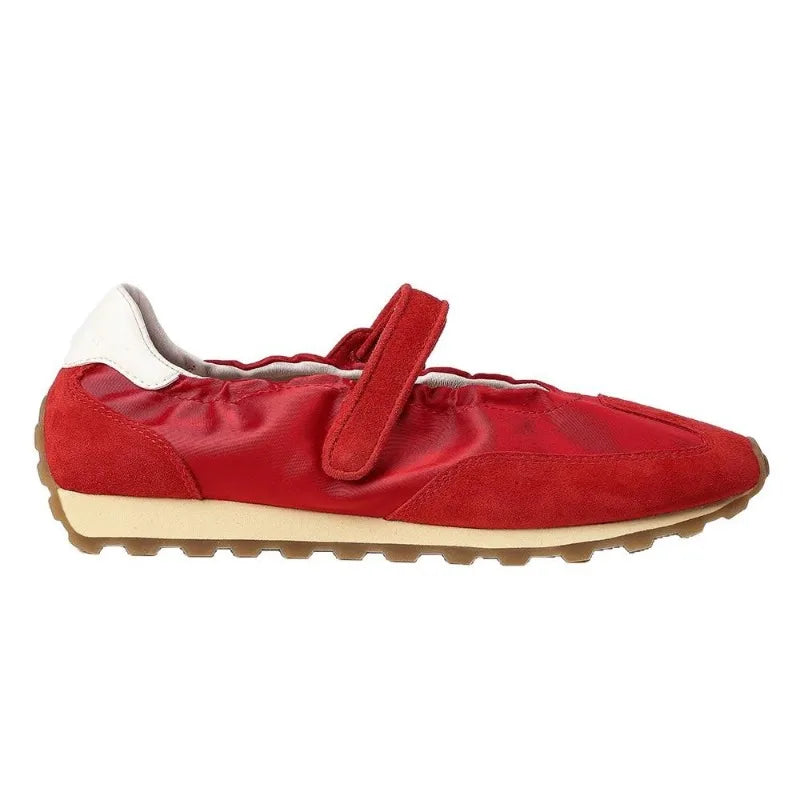 Flat Shoes for Women Spring Autumn 2025 Thick Soled Round Toe Red Casual Ballet Sneakers for Women Retro Mary Jane Shoes Zpaxo
