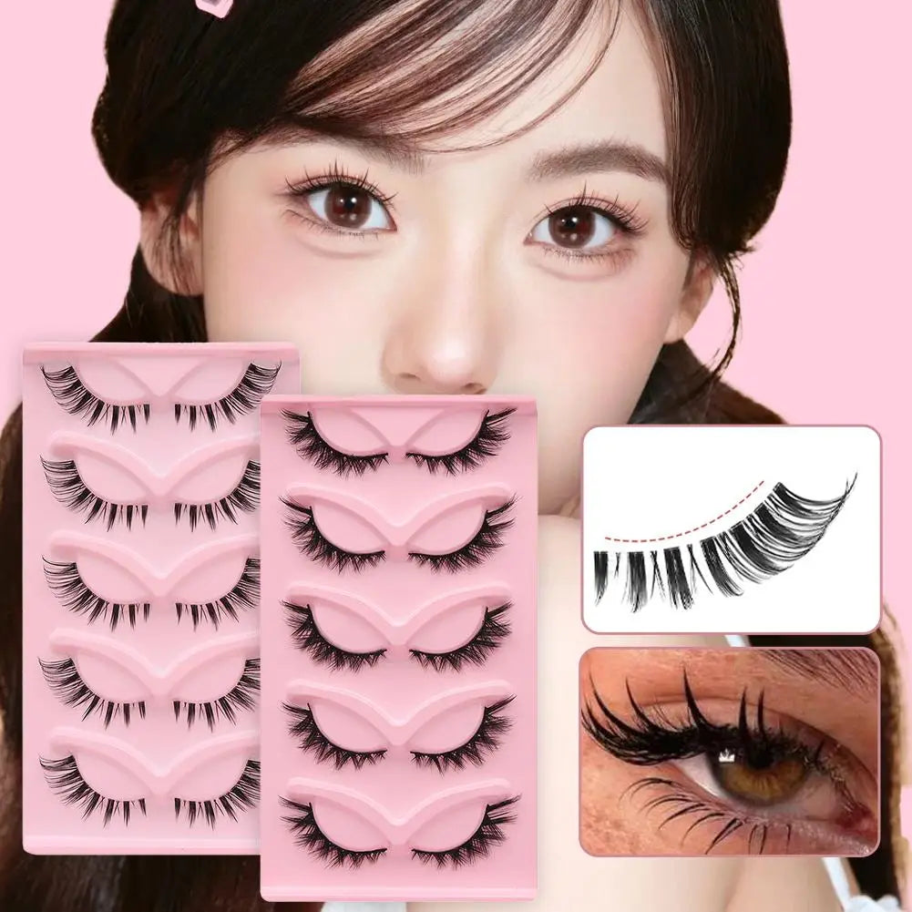 5Pairs Soft Natural Lashes Faux Mink Wispy Mink Eyelashes Extension Makeup Winged Fluffy Thick Lashes Cat Eye False Lashes Zpaxo