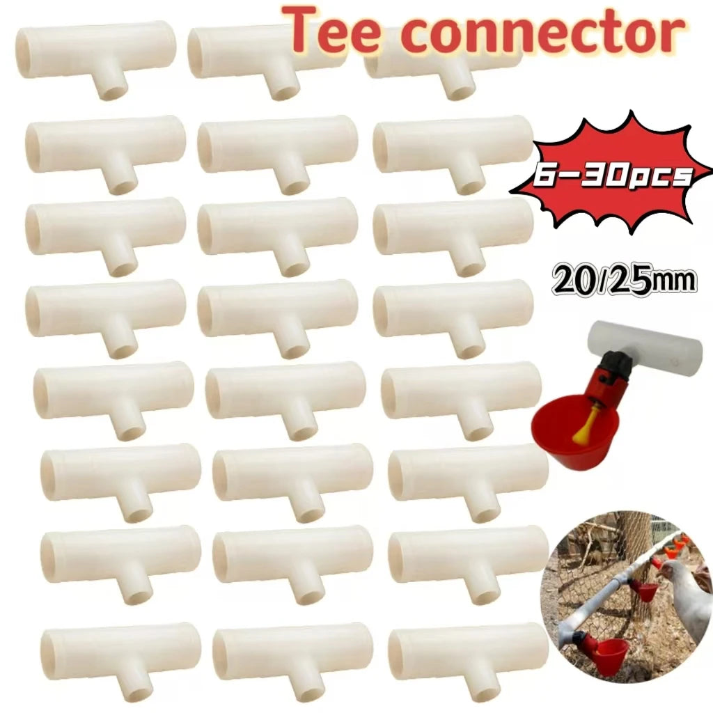 6- Automatic Chicken Drinker Tee Connectors 20 Plastic Bird PVC Zpaxo