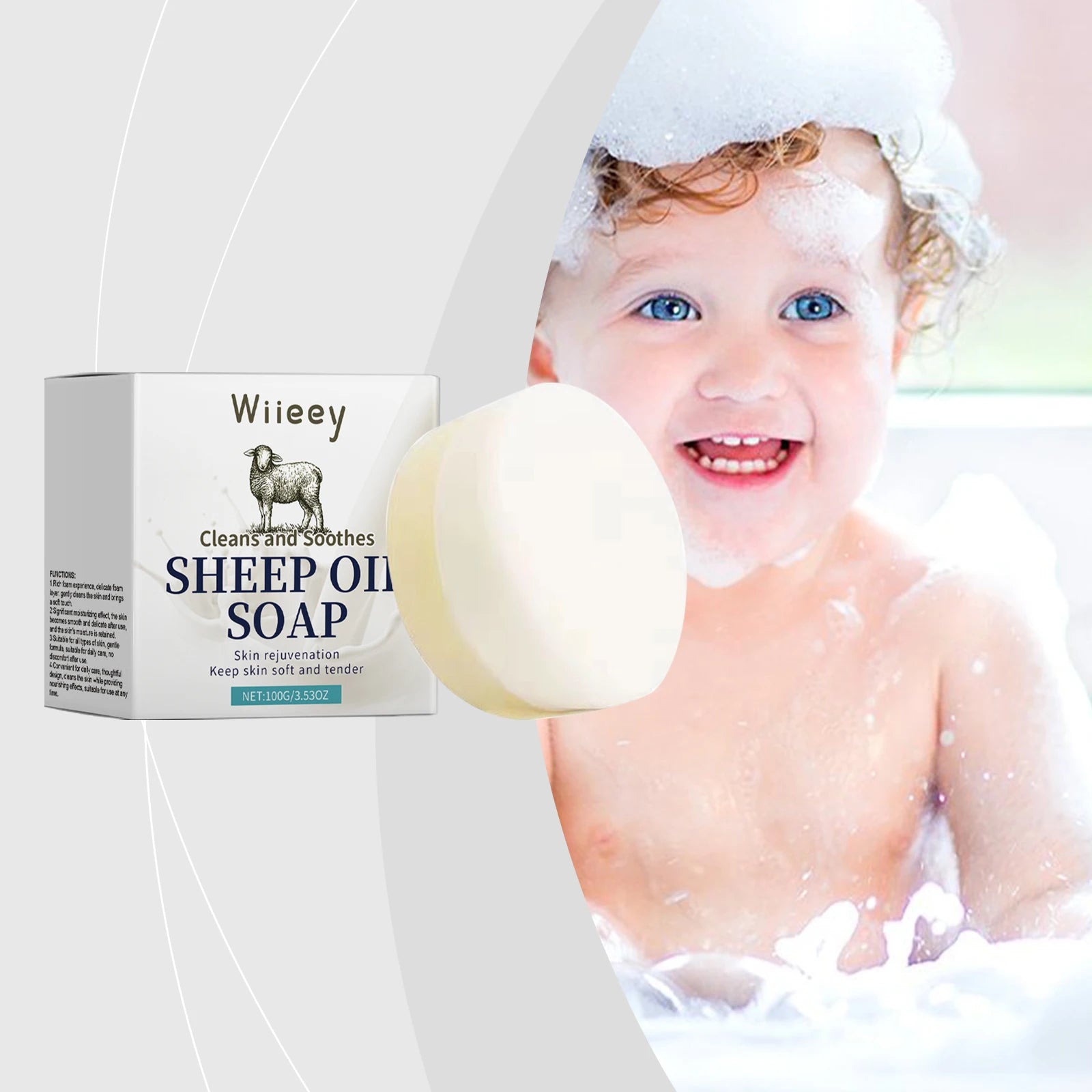 Lanolin Moisturizing Soap - Gentle, Refreshing & Oil-Control Soap for Body Cleansing, Facial Cleansing and Bathing Zpaxo