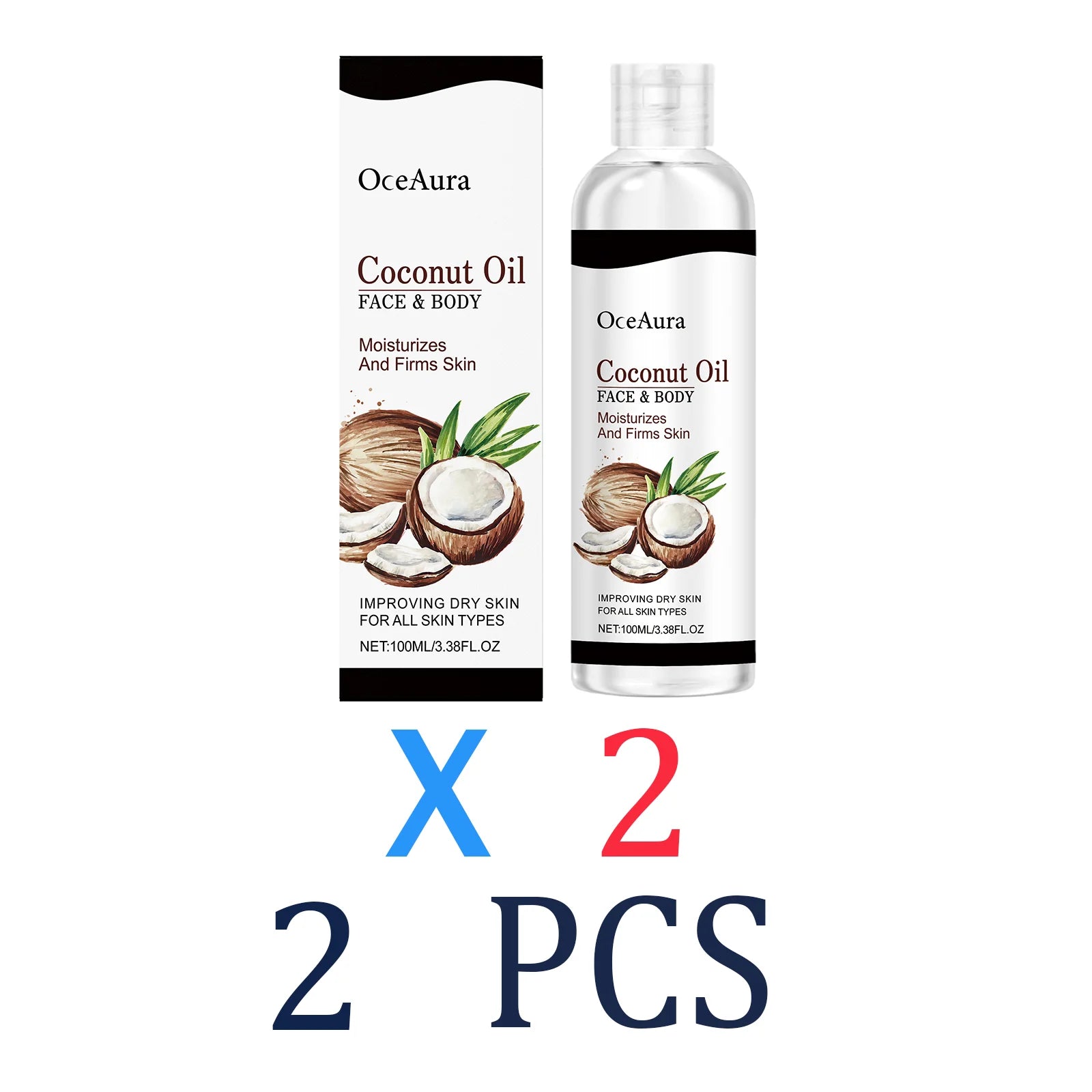Coconut Oil Body Oil for Dry Skin 100ml Moisturizing Skin Treatment Natural Hydration for Face & Body Winter Skincare Non-Greasy Zpaxo 2 Pcs