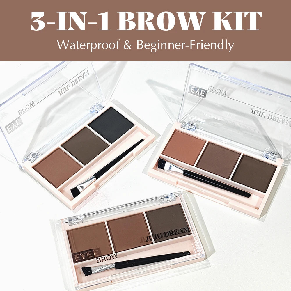 Three-Color Eyebrow & Eyeshadow Powder Palette, Long-Lasting Brow Definer with Brush for Natural Eyebrows Zpaxo