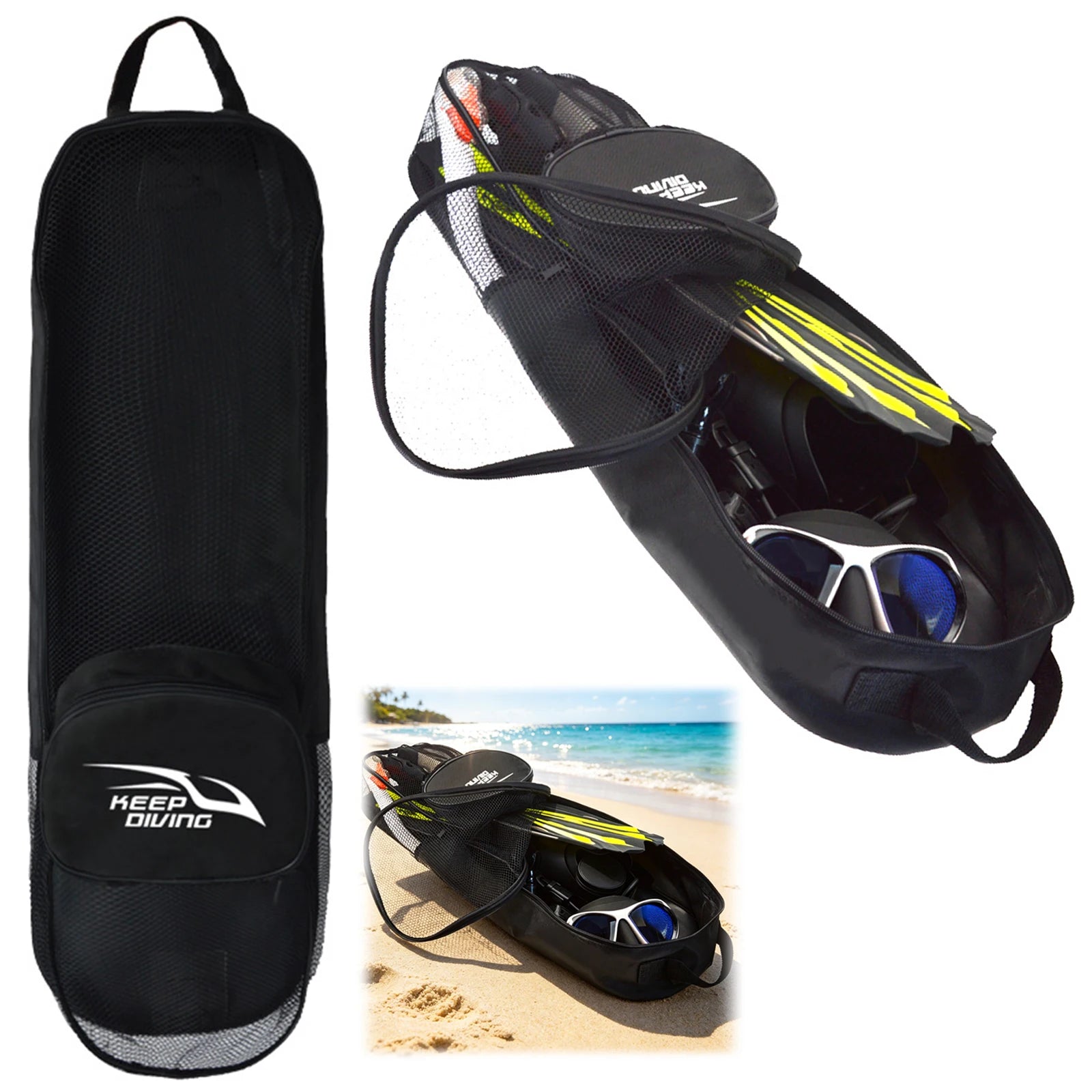 PVC Scuba Snorkeling Gear Bag Waterproof Lightweight Snorkeling Bag Mesh Travel Storage Backpack For Snorkel Enthusiasts Gift Zpaxo