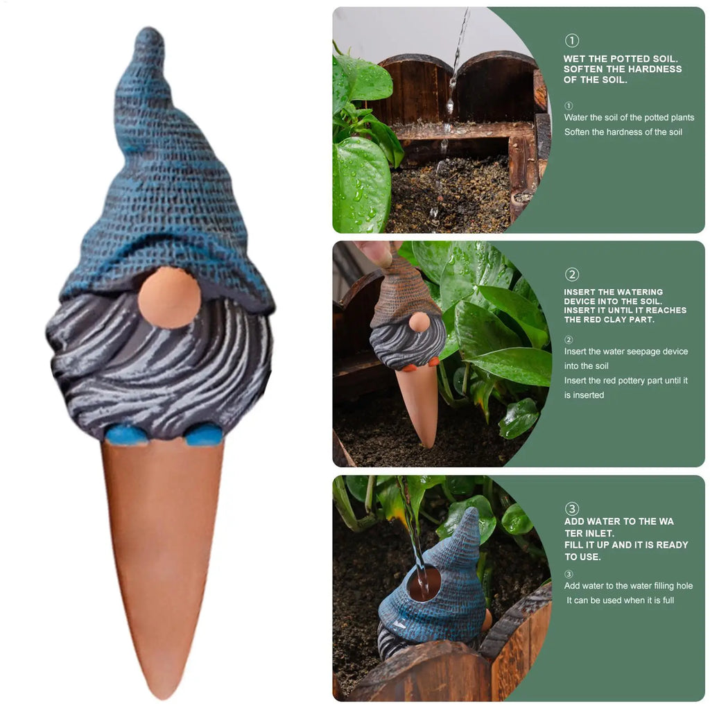 Gnome Self-Watering Spikes – 4-Pack Terracotta Plant Waterer Self-Watering Spikes Zpaxo