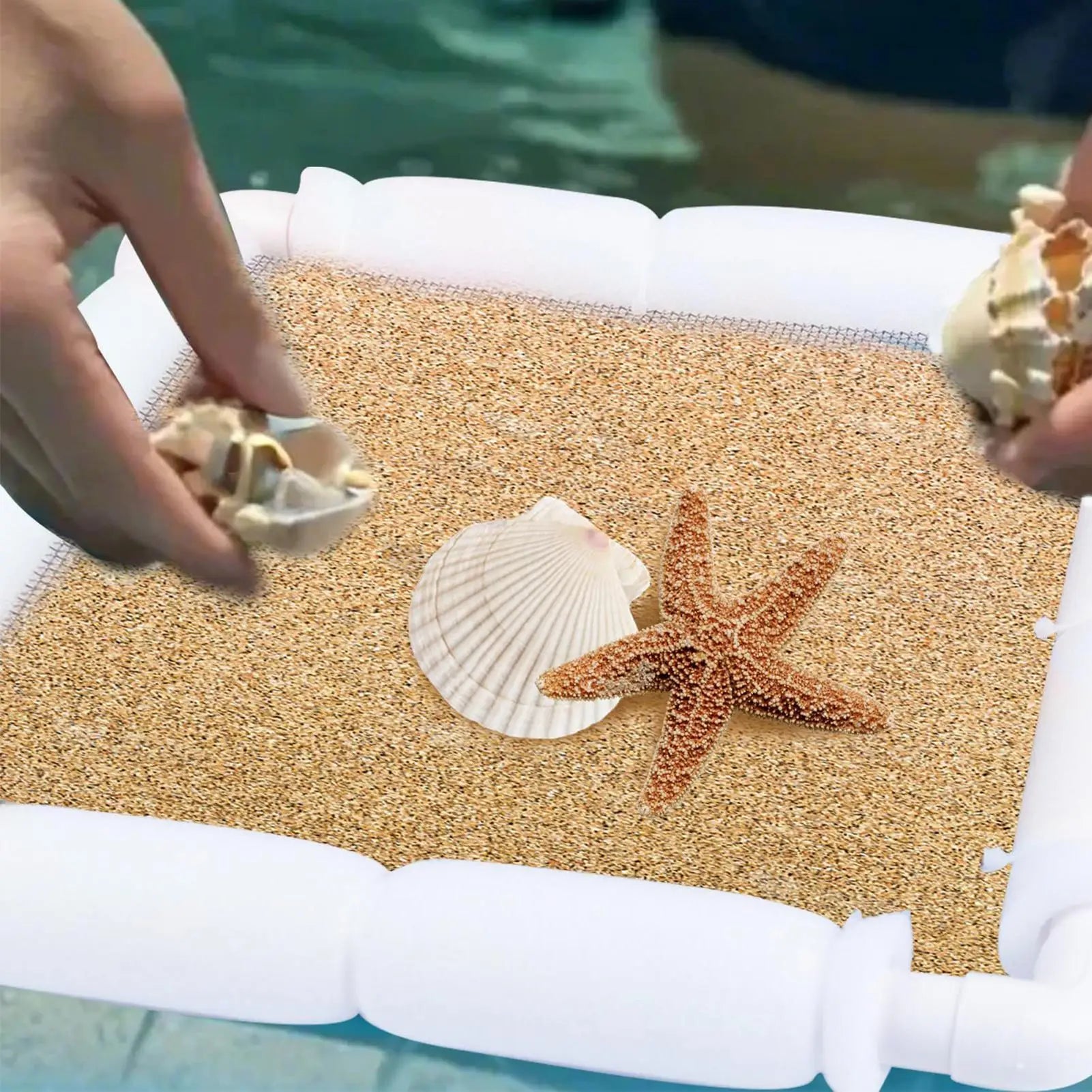 Shark Tooth Sifter Floating Sieve Screen With Wrist Strap Beach Sand Sifter For Garden Sea Shore River Lake Stream Backyard Park Zpaxo