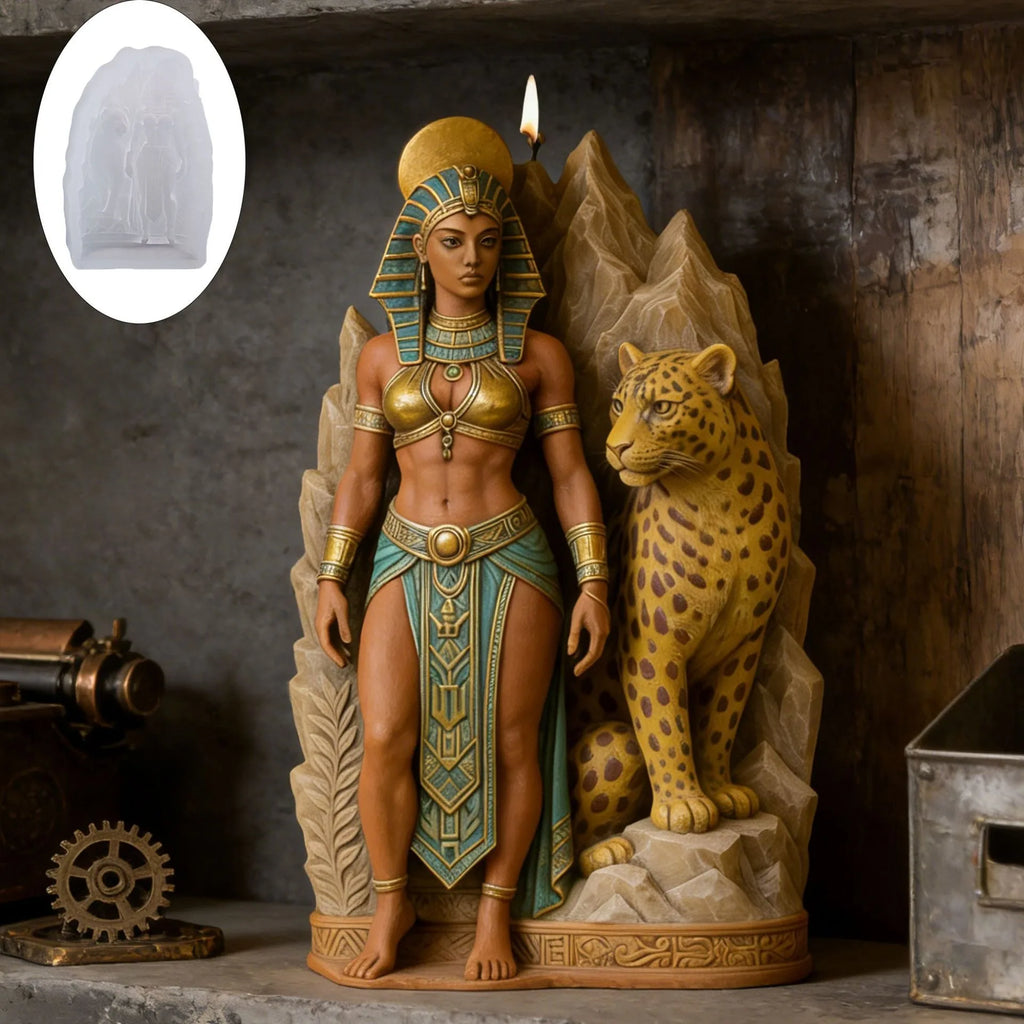 3D Egyptian Queen Leopard Silicone Mold – Candle, Soap & Resin