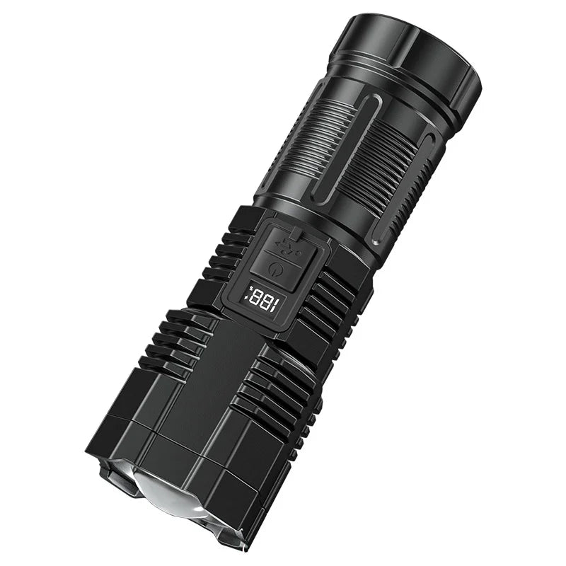 Strong Light Illumination Flashlight Telescopic Zoom Digital Display Zpaxo black