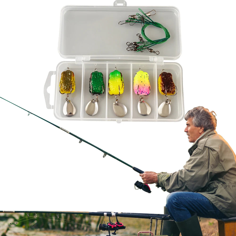 Artificial Frog Lure Double Hooks Soft Ray Swimbait Spoon Fishing