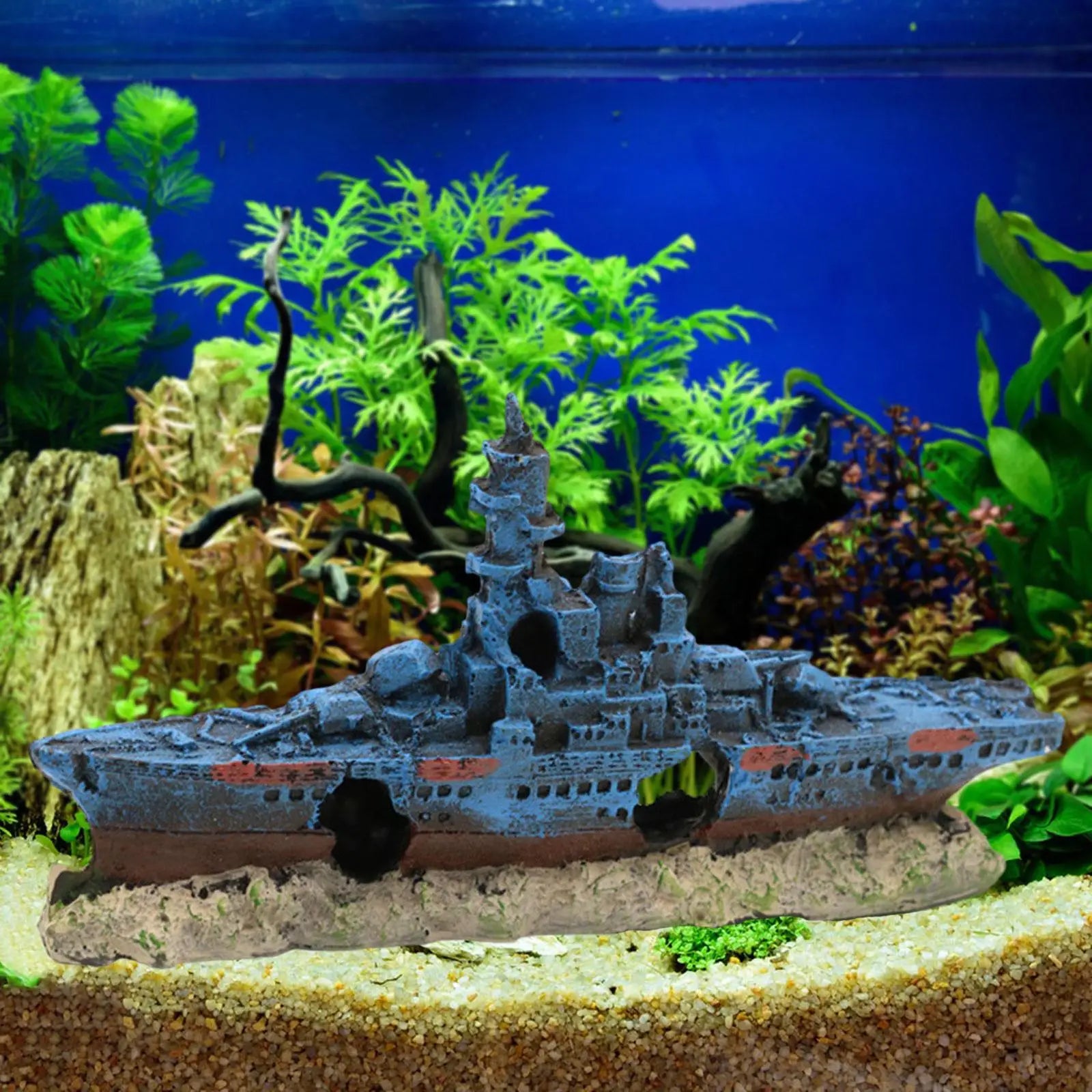 Sunken Ship Aquarium Ornament | Resin Fish Tank Decor Cave Aquarium Ornament Zpaxo