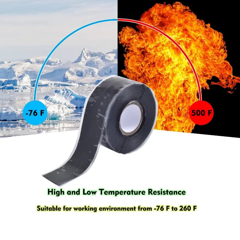 Piping Tape Fusing Silicone Waterproof Sealing Tape for Pipes Waterproof Tape Super Strong for Emergency Rubber Bonding Tapes Zpaxo
