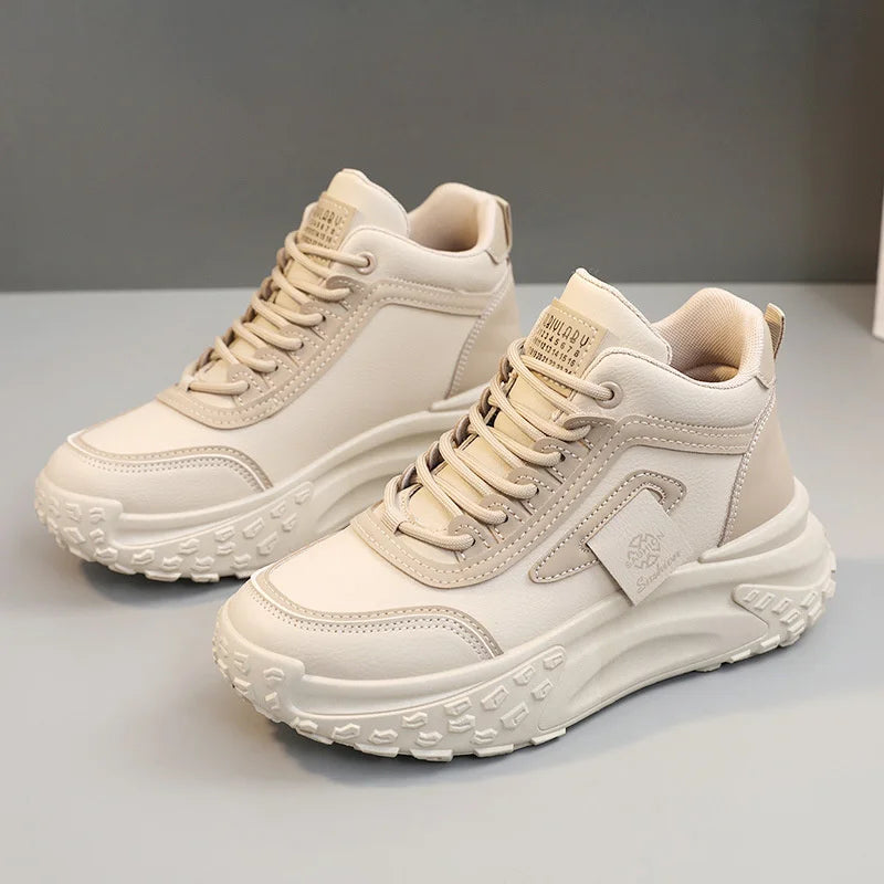 Sneakers Women Fashion Thick Soled Running Shoes Ladies Lace Up Zpaxo Khaki 38 China Mainland