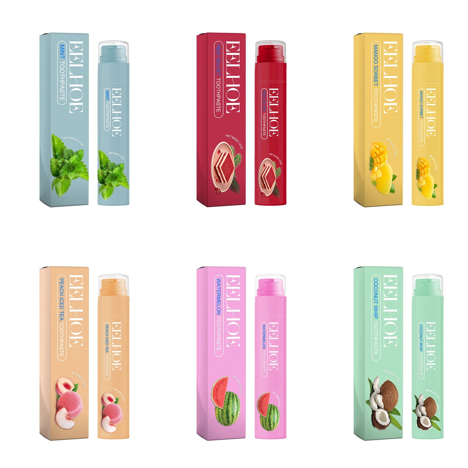 Eelhoe Fruity Whitening Toothpaste – Stain Removal & Fresh Breath Whitening Toothpaste Zpaxo 6PCS Boxed