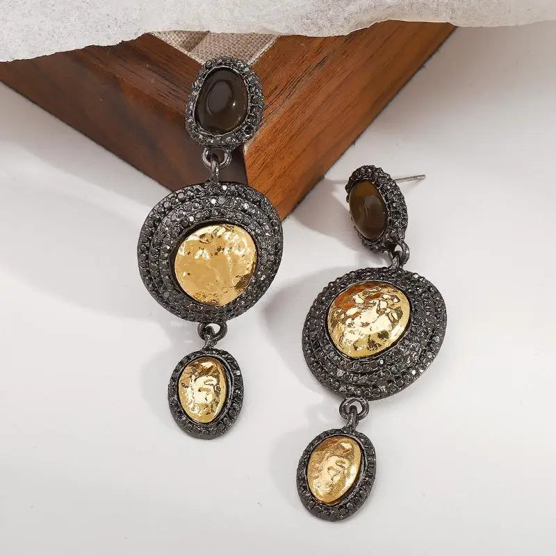 Stunning Rhinestone Bejewelled Earrings Women's Bohemia Vintage Round Zpaxo