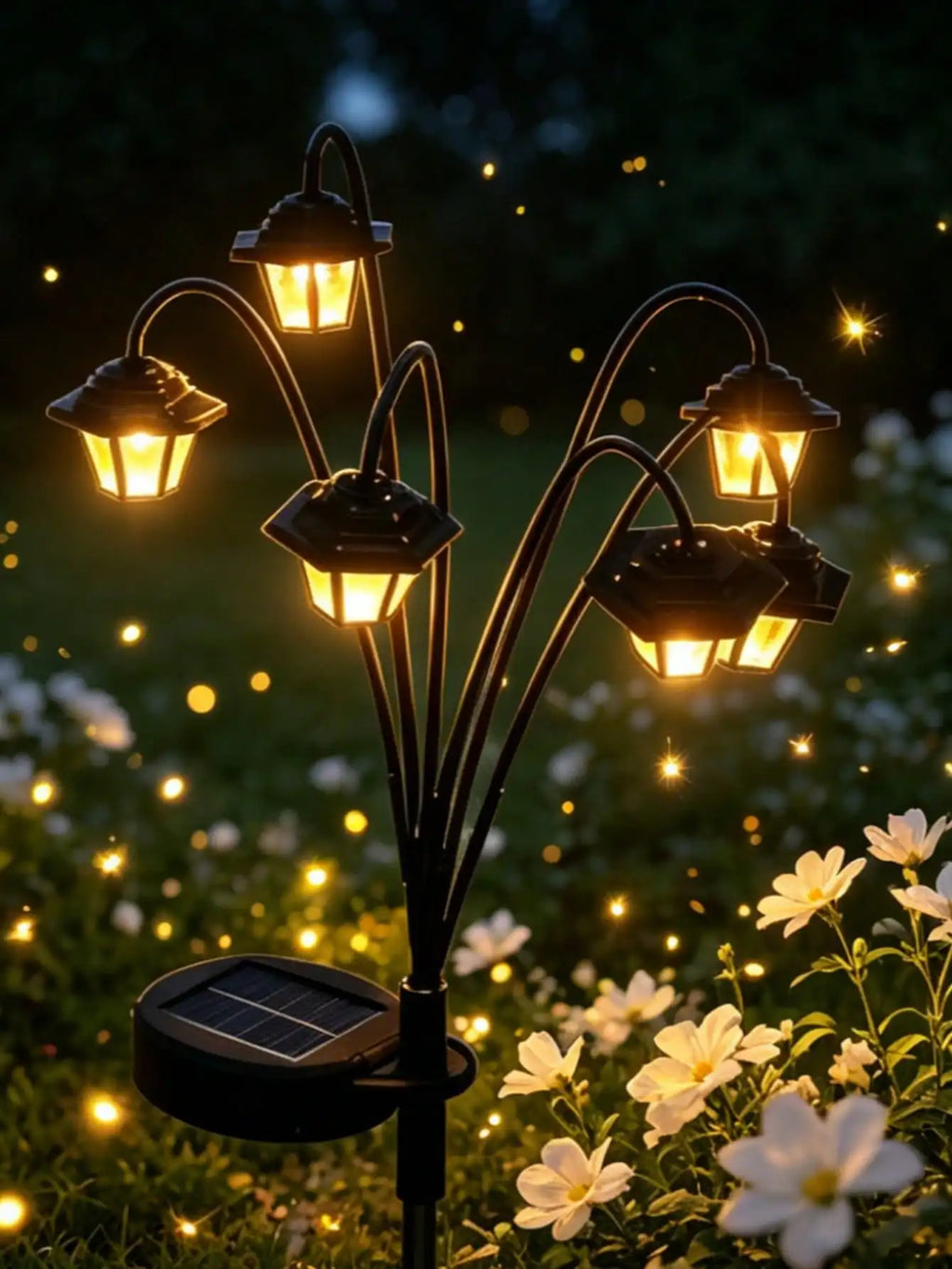 This Six-headed Solar-powered Outdoor Decorative Lantern Can Be Zpaxo Warm White