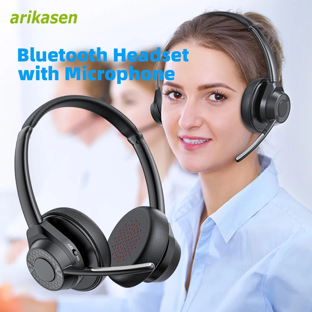 Bluetooth Headset Wireless V5 4 Headphones Microphone Noise Canceling
