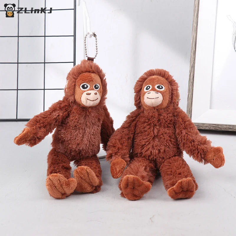▶1Pc Cartoon Gorilla Plush Toy Chimpanzees Monkey Pendant Soft Stuffed Doll Keychain Backpack Car Bag Key Ring Zpaxo