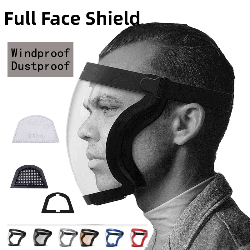 Full Face Transparent Protective Mask Dust Fog Resistant Oil Splash