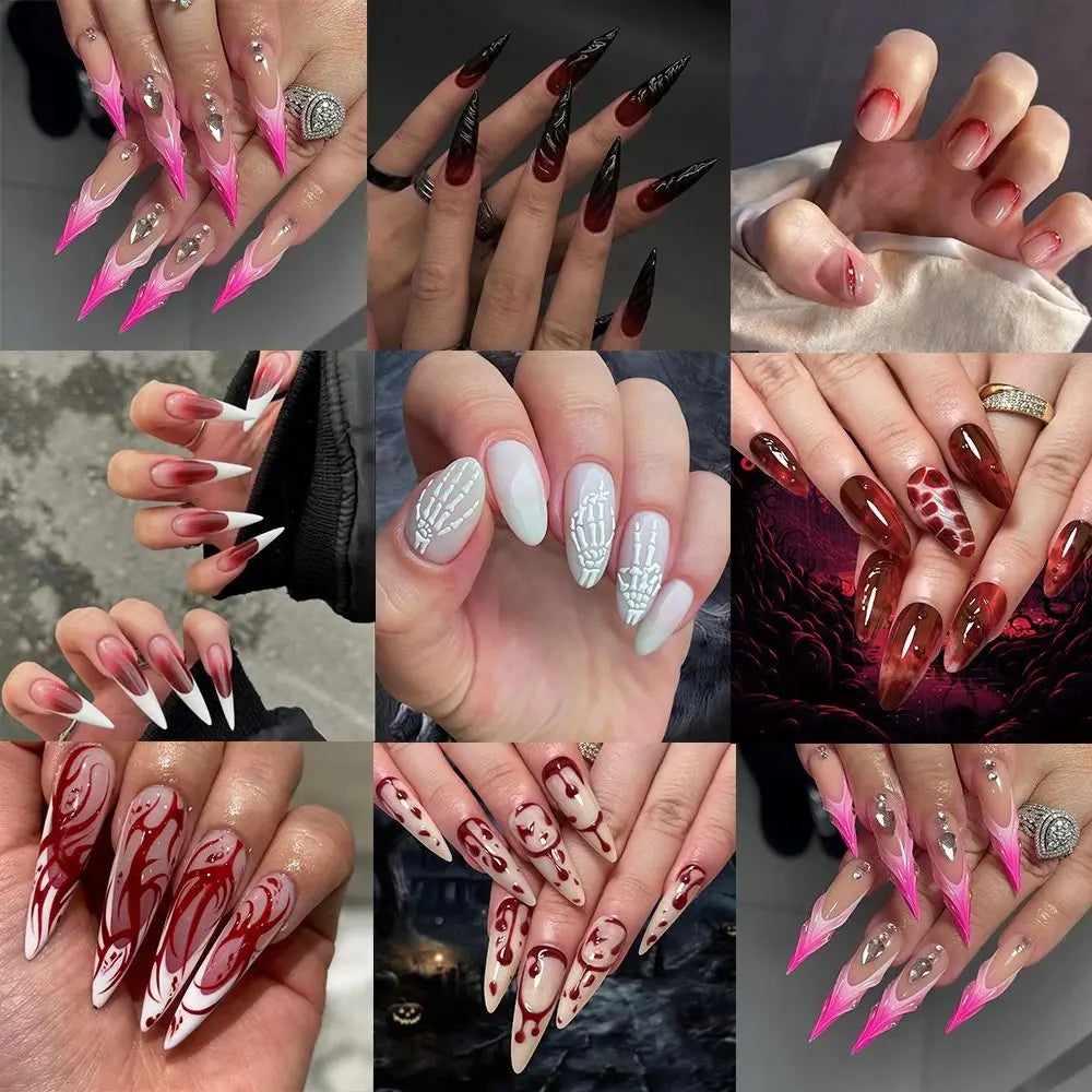Manicure Long Almond False Nails Stiletto Ballerina Fake Nials Zpaxo