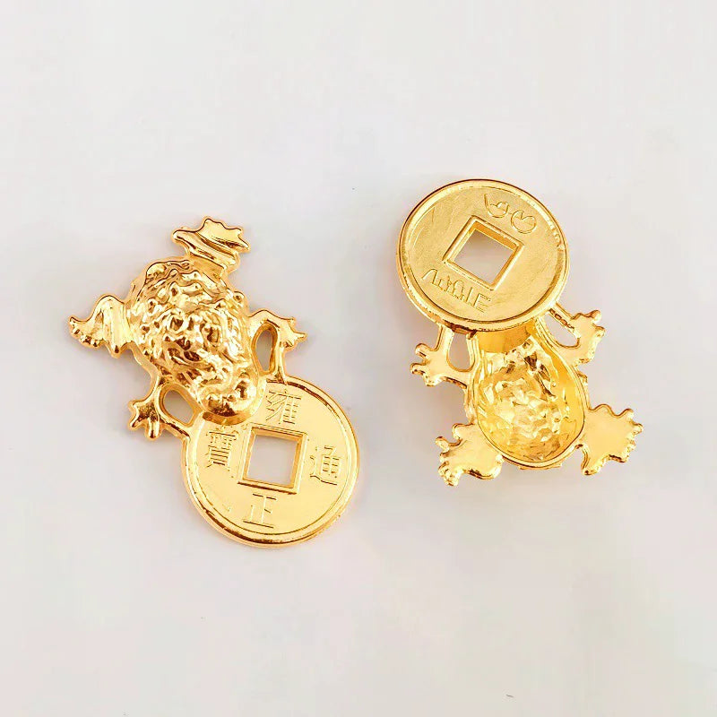 Fengshui Lucky Frog Wallet Charm Money Biting Golden Alloy Amulet Zpaxo