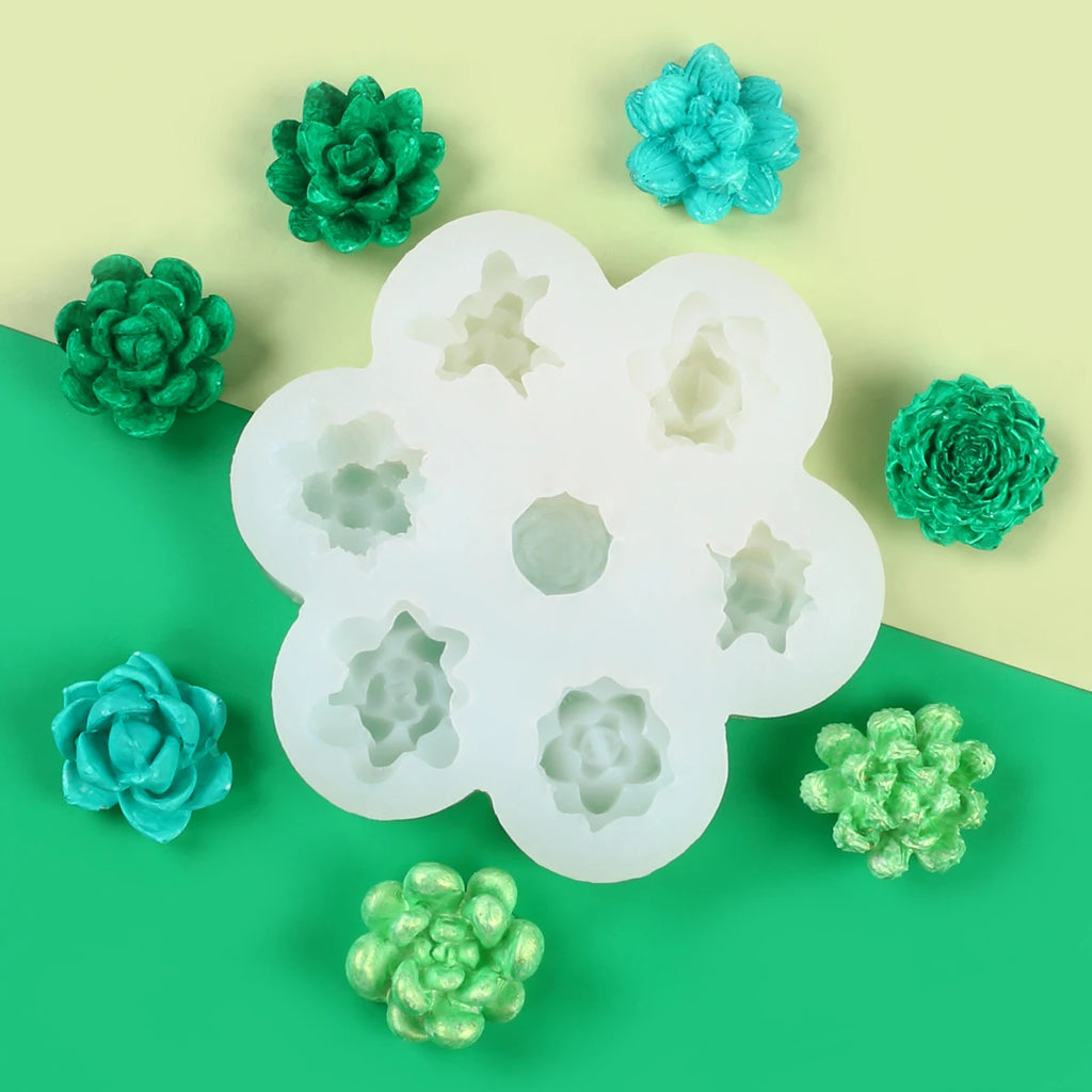 7-Cavity 9-Cavity Succulent Flower Candle Silicone Mold Rose Peony Soap Aroma Wax Plaster Making Chocolate Cake Decoration Mold Zpaxo