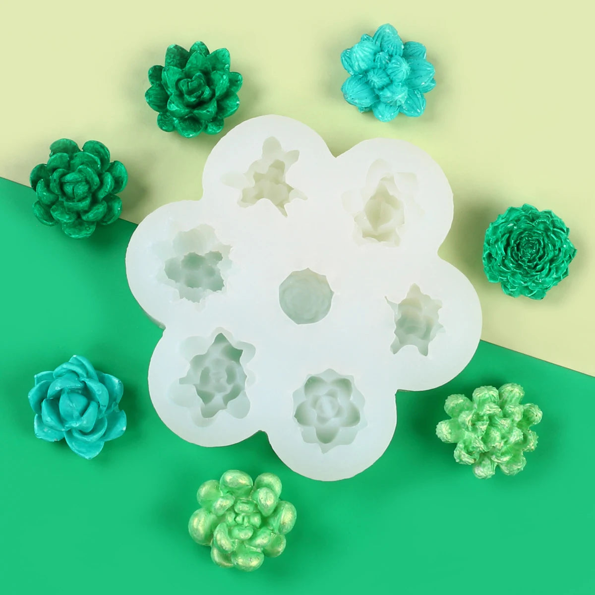 7-Cavity 9-Cavity Succulent Flower Candle Silicone Mold Rose Peony Soap Aroma Wax Plaster Making Chocolate Cake Decoration Mold Zpaxo