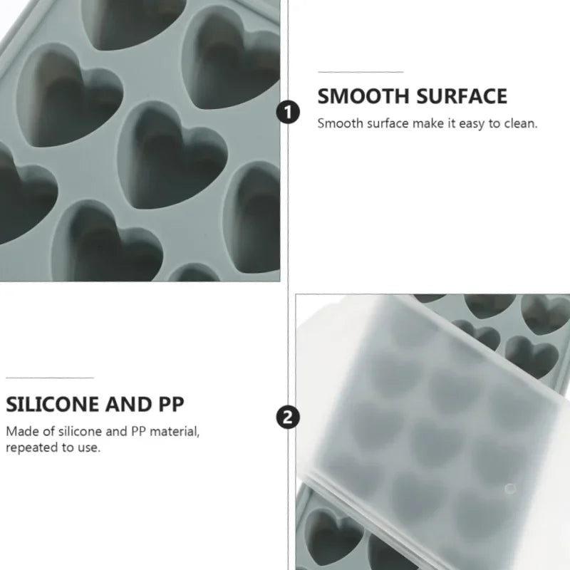 Heart Paw Print Ice Cube Tray Romantic Silicone Mold Lid Pet Lovers