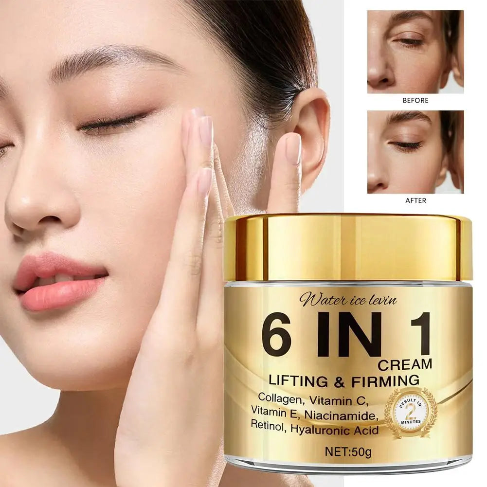 6 IN 1 Collagen Face Cream Lifting Firming Moisturizer With Vitamin C, E, Retinol,Hyaluronic Acid 50g Anti-Wrink Skin Care Zpaxo