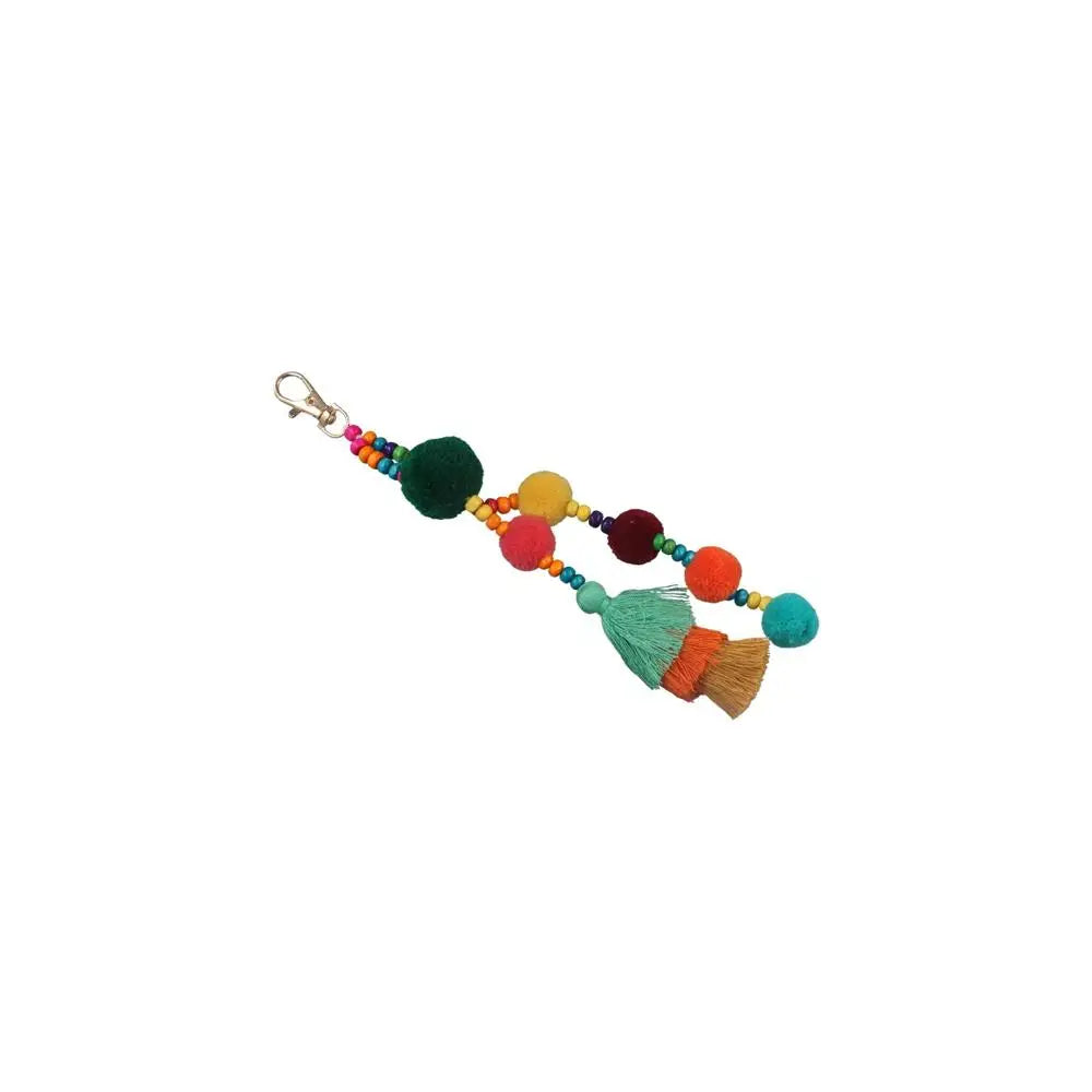 Boho Style Boho Style Hair Ball Tassel Keychain Colorful Tassel Boho Style Keychain Pom Pom Gradient Colors Boho Style Keyring Zpaxo