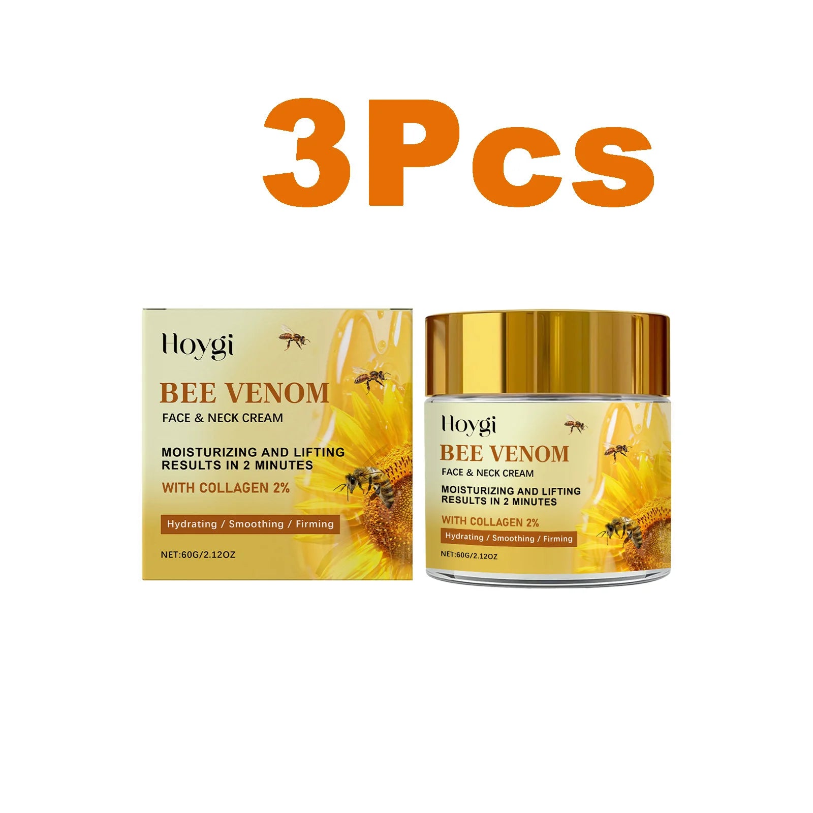 Hoygi Bee Venom Firming Cream – Anti-Aging Face & Neck Anti-Aging Face Cream Zpaxo 3 x 60g Boxed