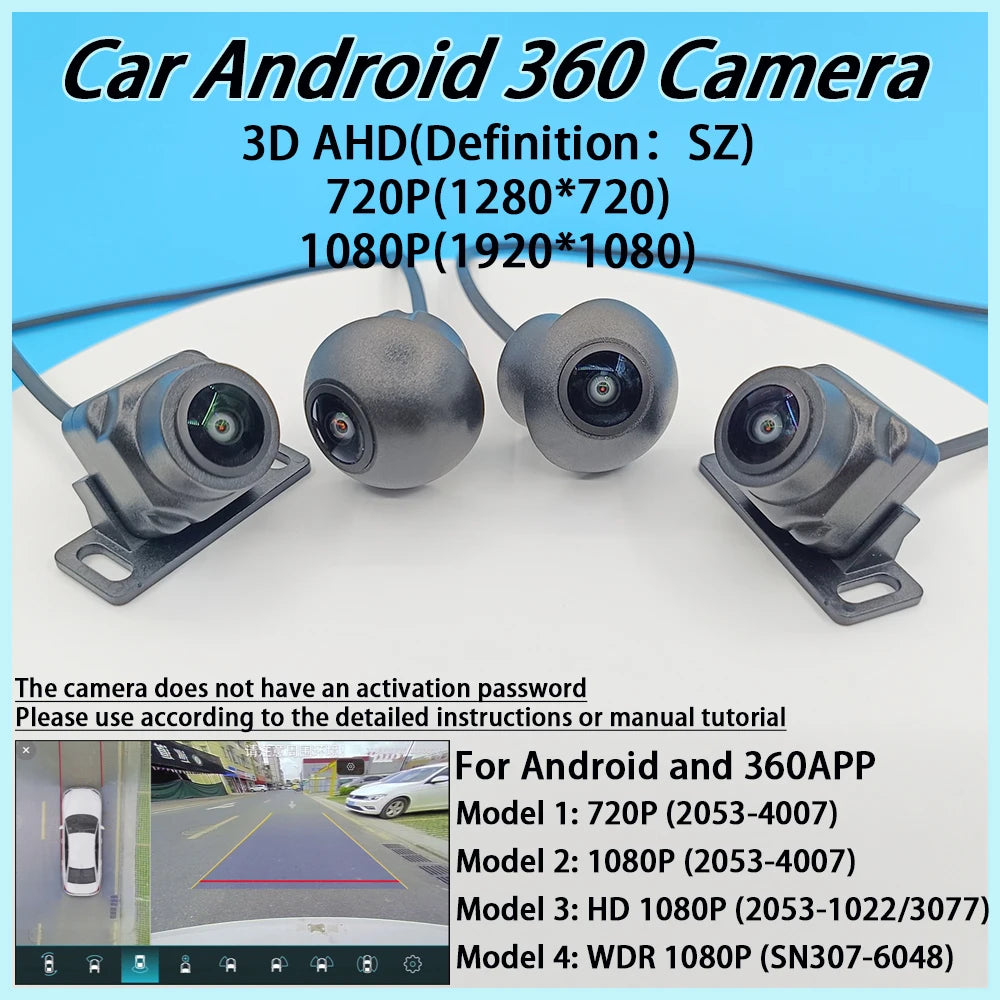 Auto Motor Vehicle Motorcar 360 Degree Panoramic Camera AHD 1080P 3D