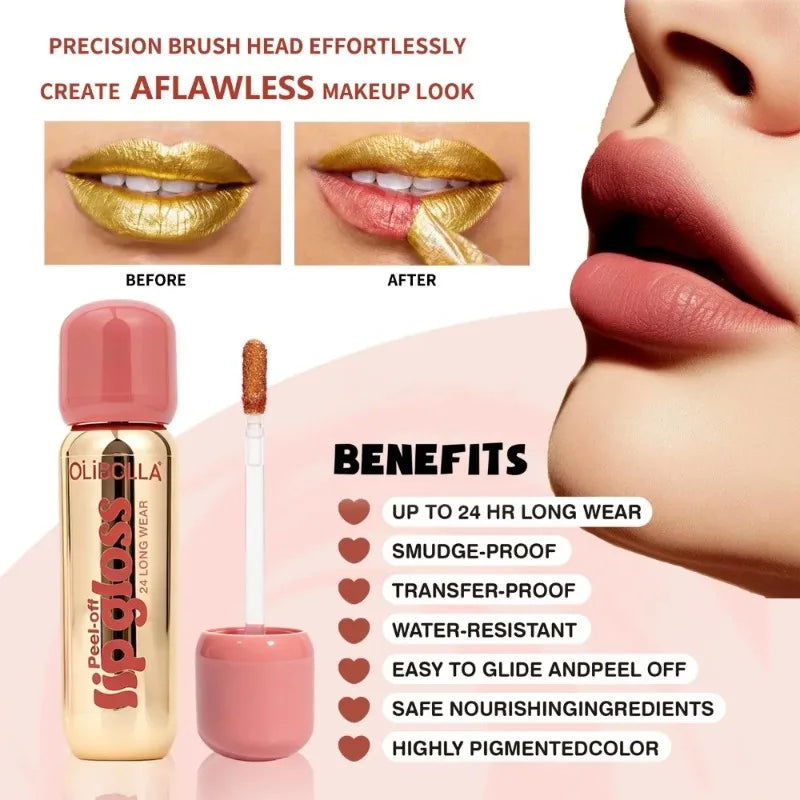 6 Gold Peel-off Lip Liner Gloss Waterproof Long-lasting Matte