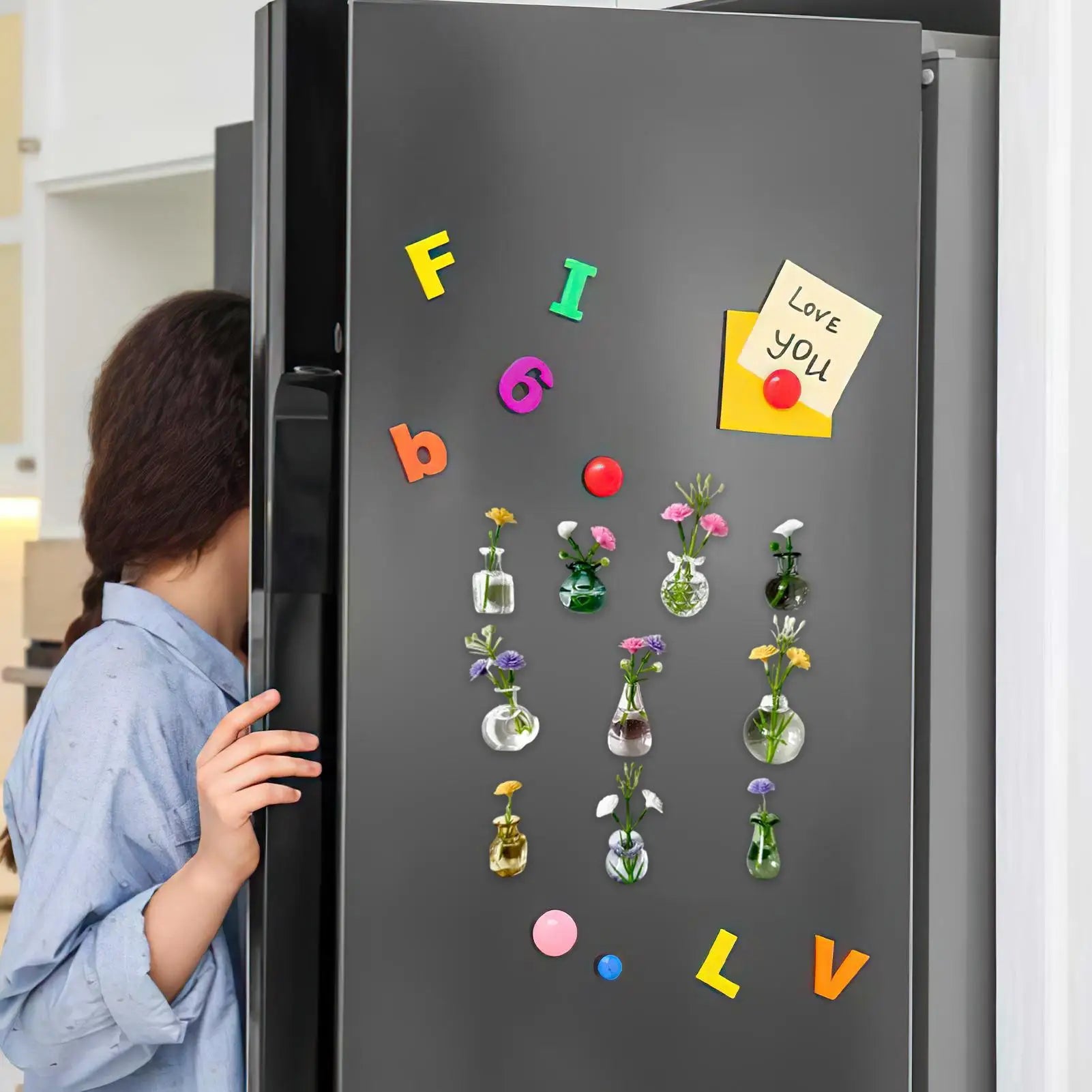 Magnet Vases Refrigerator 10 Glass Cute Decor Small Fridge Flower