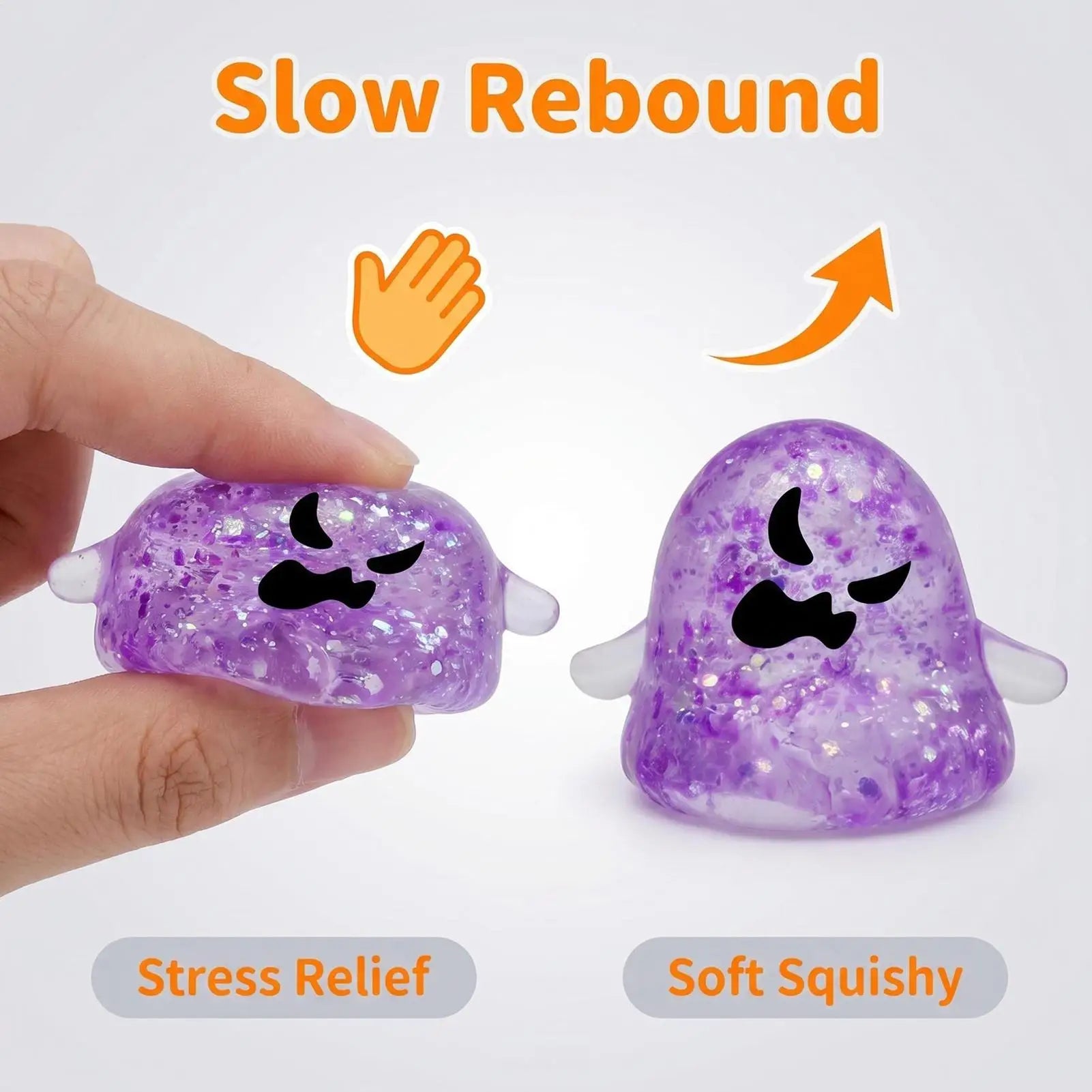 Ghost Squeeze Balls Ghost Design Fidget Party Favors Halloween Stress Ball Toys For Kids Students Adults Office Home Travel Zpaxo